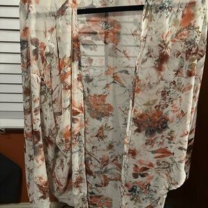 Peach Love California Abstract Print Kimono